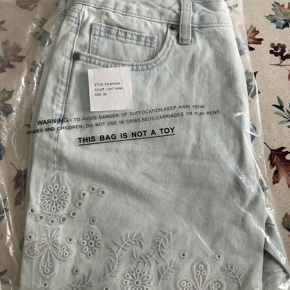 DRIFTWOOD Sky Blue Embroidered Jean Shorts - Picture 4 of 5